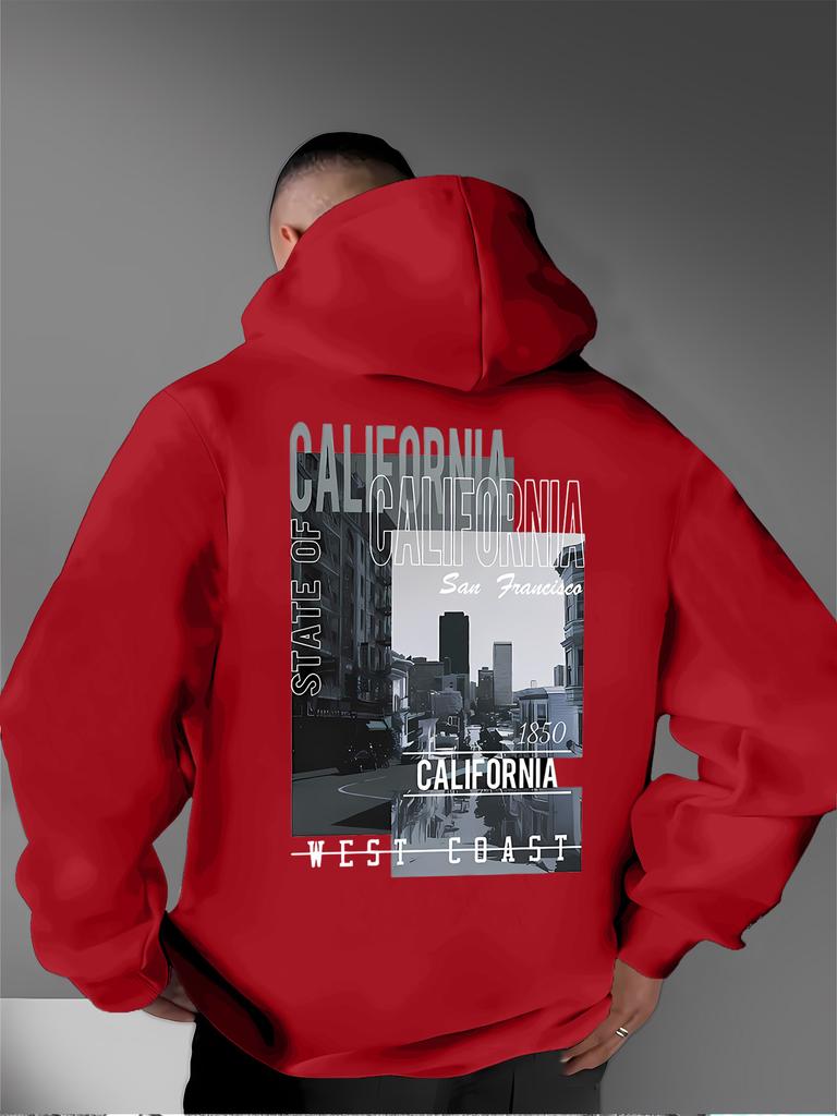 Retro-style Men's Street Scene Print Sweatshirt, Fashionable and Individualistic Men's Casual Style for Everyday Wear.