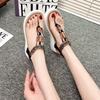 New summer 2025 spring and summer rhinestone casual seaside beach thick-soled slope heel-soled sandals women's comfortable fit