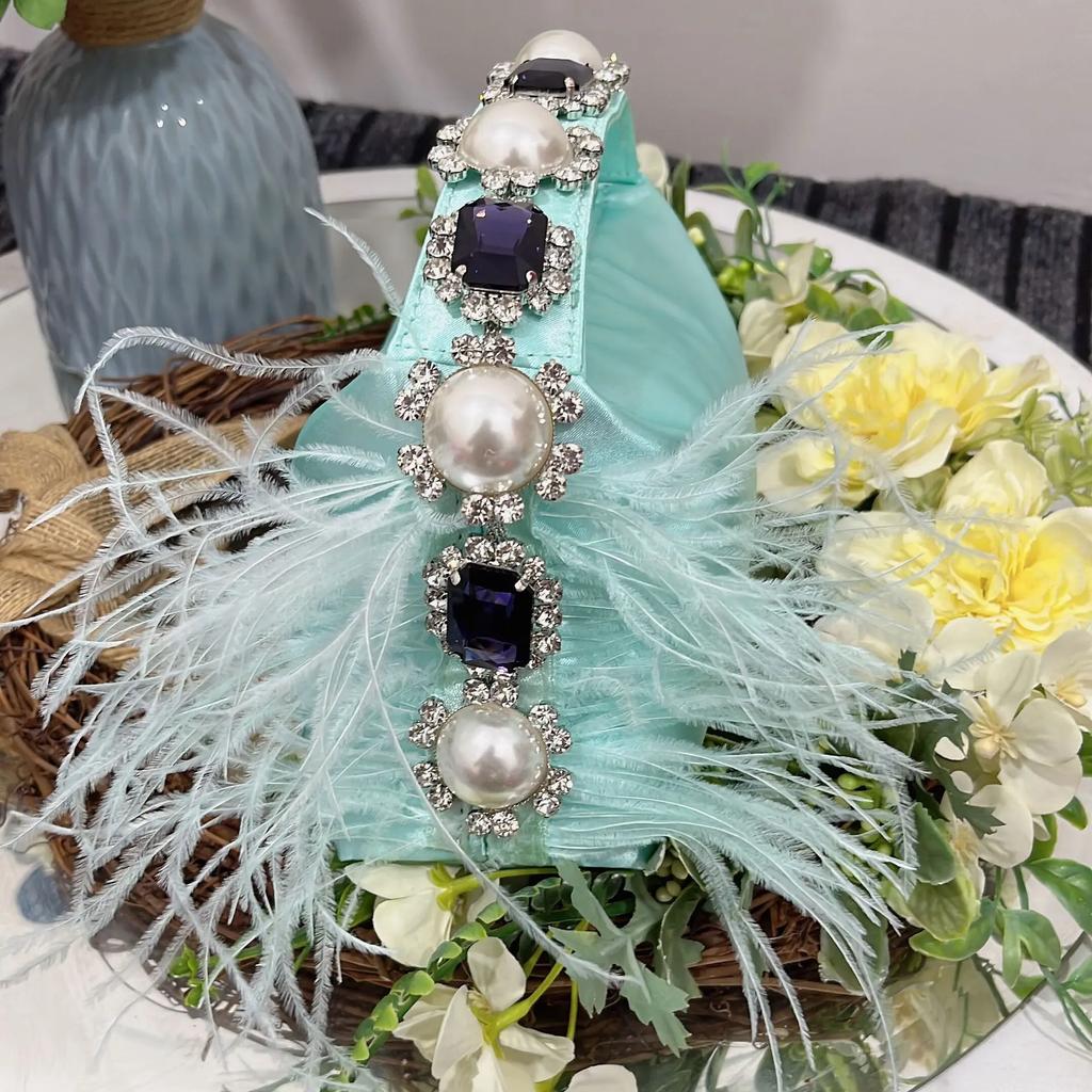 Diamonds Feather Women Handbags Luxury Pearls Party Evening Bags for Women  Designer Satin Square Clutch Wedding Purses Tote