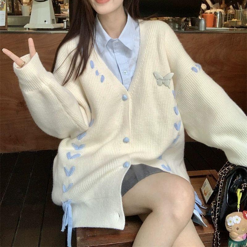 New Milk Fufu Soft Waxy Gentle Atmosphere Lazy Wind Butterfly Knitted Sweater Cardigan Women's Coat Top