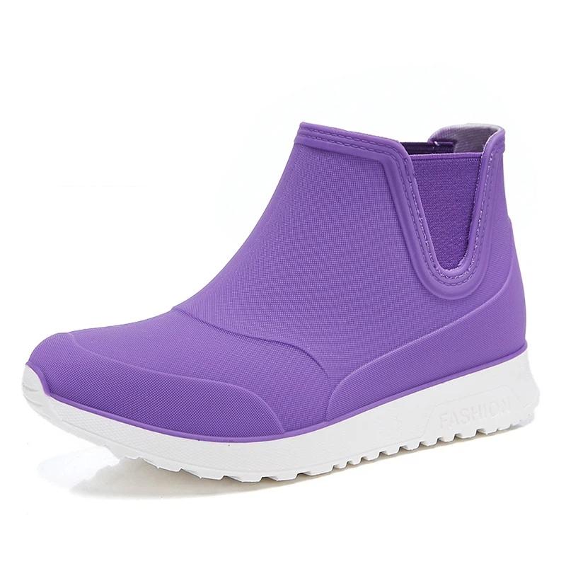 

Women s Ankle Rain Boots Waterproof Chelsea Style Non-Slip Platform Sole Lightweight Short Rain Shoes For Daily Outdoor 40 фіолетовий