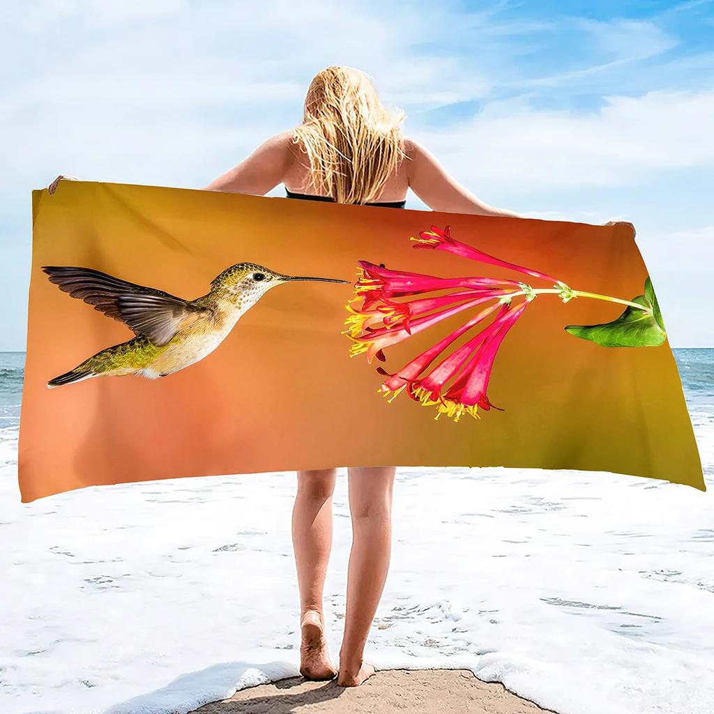 Bird Print Soft Bath Towel Absorbent Hand Towels Large Beach Towel Quick Dry Microfiber Towels for Bathroom Hotel Gym and Spa