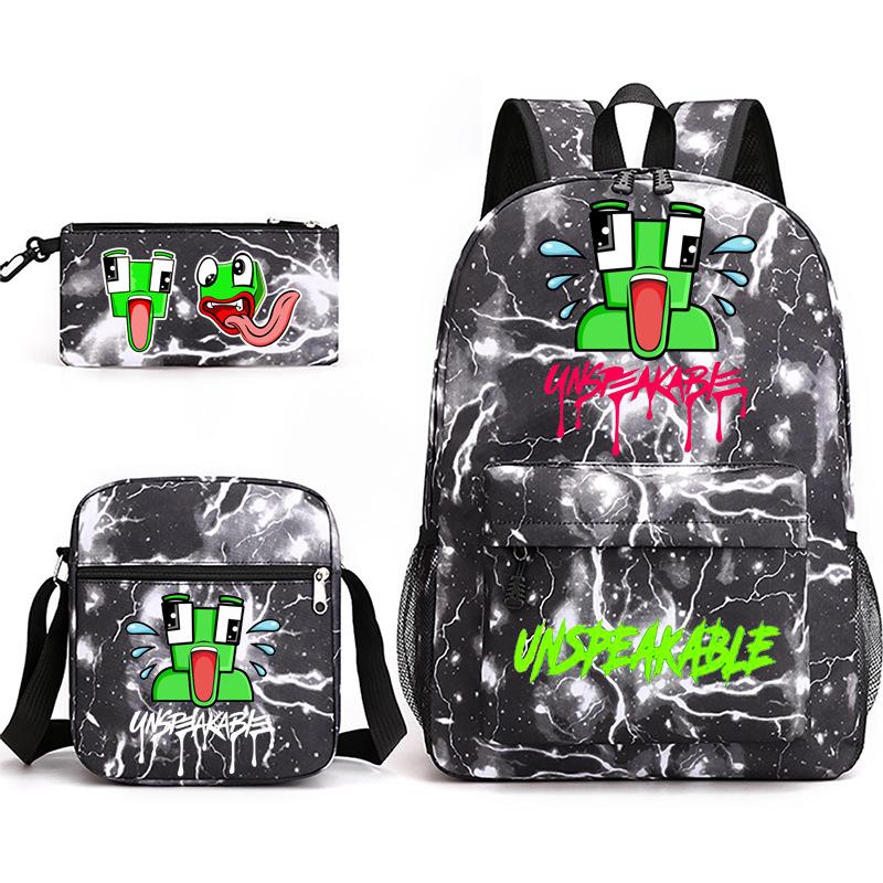 Zaino Inspeakable Set da 3 Pezzi, Zaino Studente di Grande Capacità con Borsa Pranzo e Astuccio, Resistente all'Acqua, Durevole