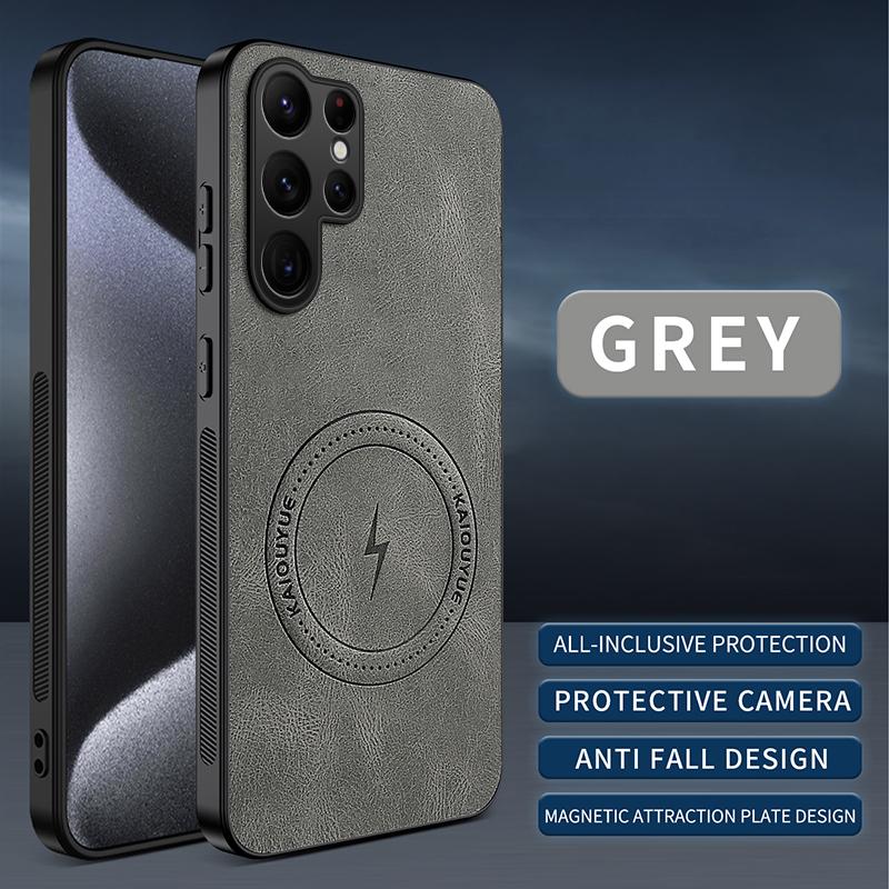 Luxury Business Sheepskin for Magsafe Case for Samsung Galaxy S26 Ultra S26 Pro S25 Edge Plus S24 FE S23 S22 S21 Wireless Charge Camera Protect Cover