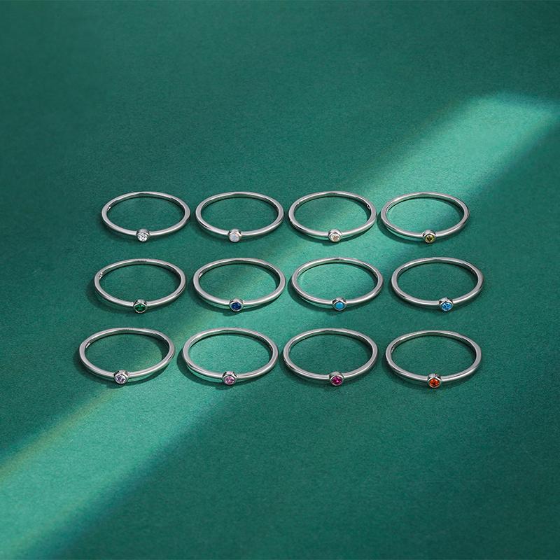 Klasyczny tęczowy pierścionek dla par dla kobiet seria 12 znak zodiaku okrągły pełny cyrkon oryginalny srebro prezent na rocznicę biżuteria