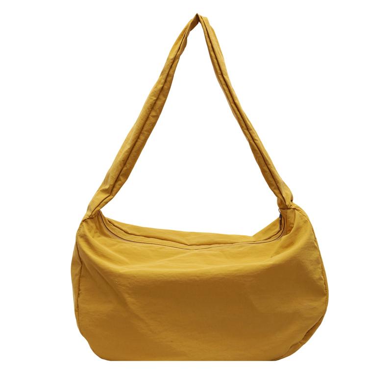 Canvas Bag Women's Dumpling Bag Solid Color Shoulder Bag Large Capacity Crossbody Bag