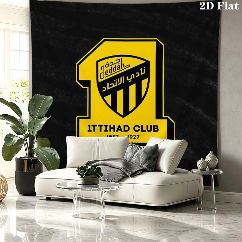 Al-Ittihad FC Wall Tapestry Aesthetic Wall Hanging Printed Fabric Blanket Decorative Tapestries for Bedroom Living Room Home Decor