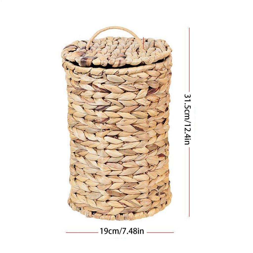 Decorative Trash Can Gourd Grass Rustic Home Decor Rustic Kitchen Trash Can With Lid For Kitchen Bedroom Bathroom Living Room