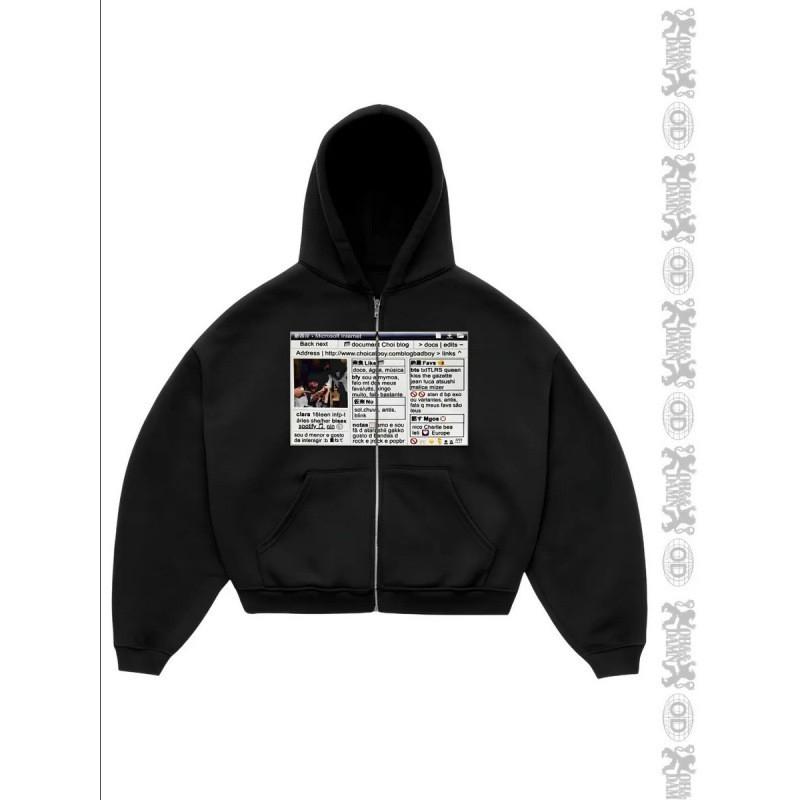 Y2K Vintage Print Rits Hoodie Dames Streetwear Casual Gothic Sweatshirt