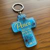 Acrylic Keychain Inspirational Scripture Ten-Shaped Pendant Keyring Religious Christian Faith Gift for Men Women