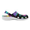 White EVA Clogs with Feather Leaf Print, Lightweight Slip On Garden Shoes, Breathable Beach Sandals, Indoor Outdoor Slippers for Men Women