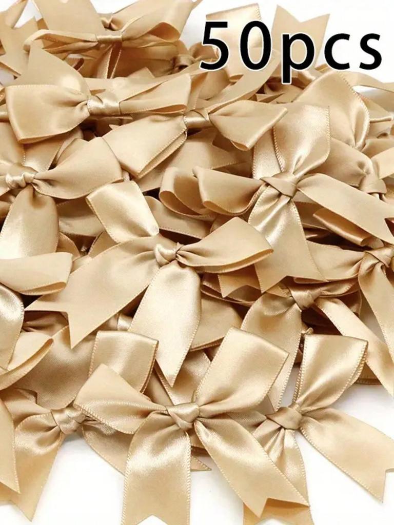 50pcs, Ribbon Bow Craft Bow Pink White Floral Gift Tie Wedding Decoration Bow Bow DIY Birth Party Baking Decoration