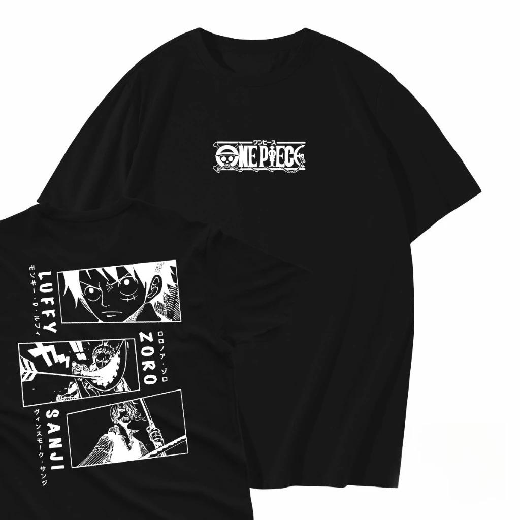 Japonské Anime ONE PIECE Letní Tričko Ležérní Sportovní Fitness Volné Oversized Pohodlné Bavlněné Krátký Rukáv pro Muže a Ženy