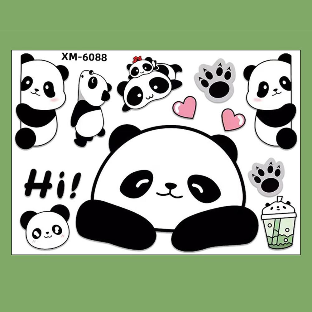 1Pc Motorcycle Bicycle Decal Helmet Car Waterproof Decals Lovely Pandas Night Sign Stickers Creative Exterior Decor Accessories