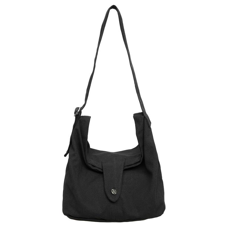 Student Messenger Bag Solid Color Crossbody Bag Men Canvas Bag Women's Large Capacity Commuter Shoulder Bag