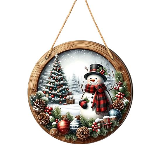 Holiday Decorations for Home Wooden Christmas Hanging Pendant, Snowman/Santa Claus/Gnome Ornament with Natural Wood Accents Hemp Rope Indoor