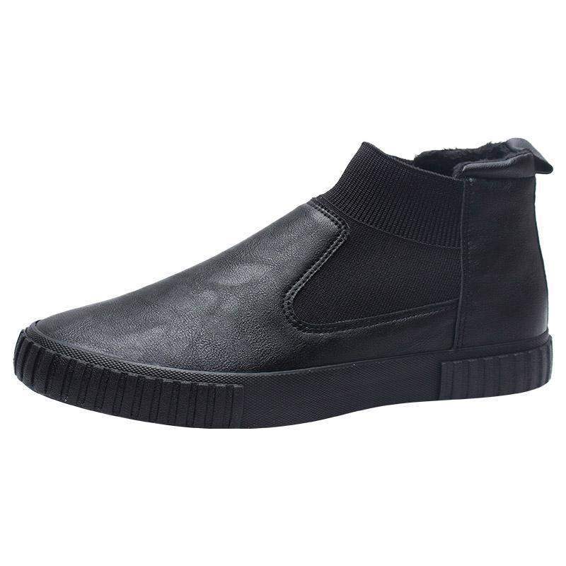 Casual High-top Leather Shoes 2025 Winter Velvet Cotton Shoes Trend Lazy Shoes One-pedal Martin Boots Darth Vader Men's Shoes
