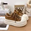 Sponge cake thick soled retro board shoes for women  2026 new height increasing casual sports bread shoes