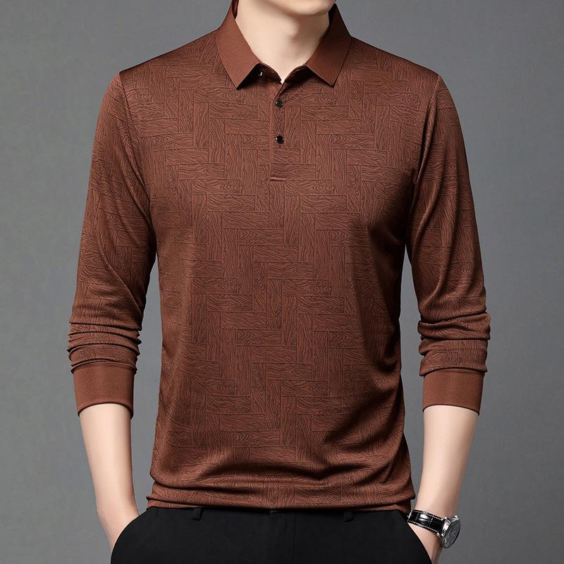Men's Lapel Polo Shirt Men's Long-sleeved Business Men's Casual Spring and Autumn Clothes