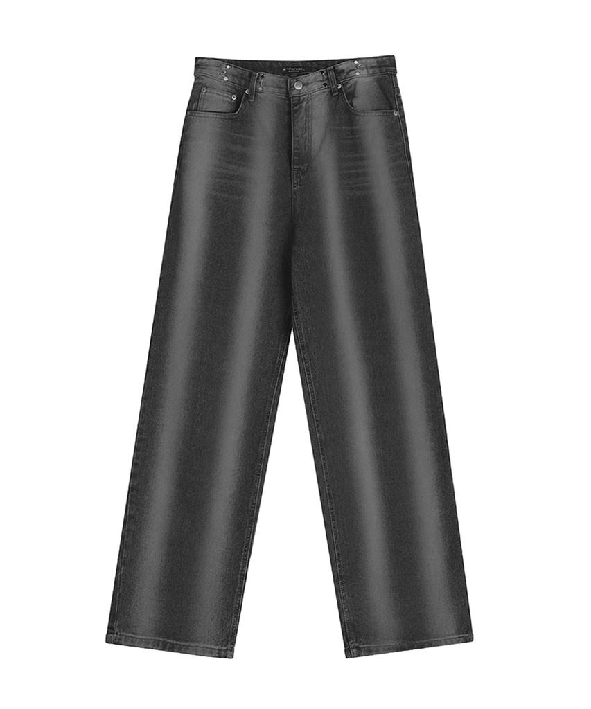 AVANDRESS Vertical Line Buckle Denim Pants Purple