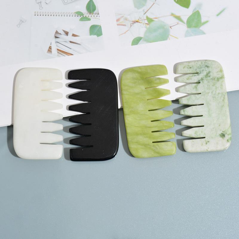 Pietra Gua Sha Tavola da Massaggio Giada Naturale Tavola per Raschiare la Testa Raschiatore Massaggiatore Pettine Bellezza Salute Capelli Pettine Spazzole Pettini
