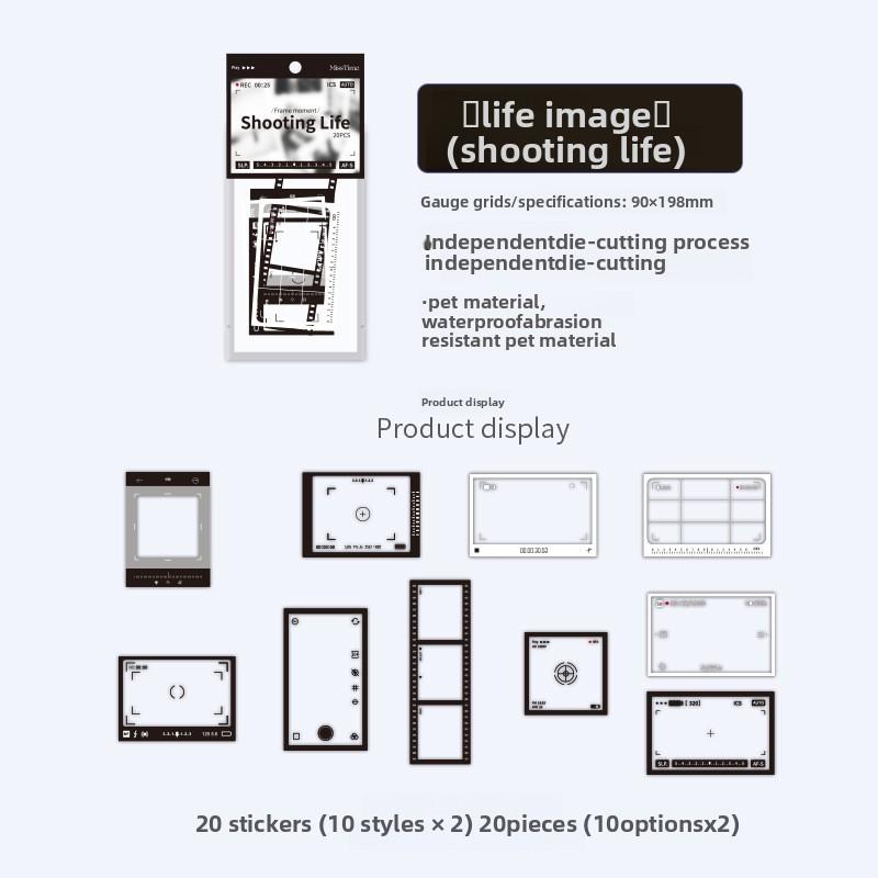 Vintage Transparent Film Frame 20 Pcs PET Stickers Pack Creativity Decorative Hand Account Diary Album Scrapbooking Material