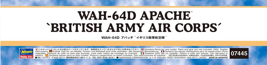 British Army Apache British Army Air Force Plastic Model Kit 07445 1/48 WAH-64D