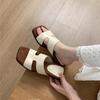 Wedge Heel Retro Beige One-word Slippers Fairy Shoes Wear Summer Skirt Versatile Small Sandals