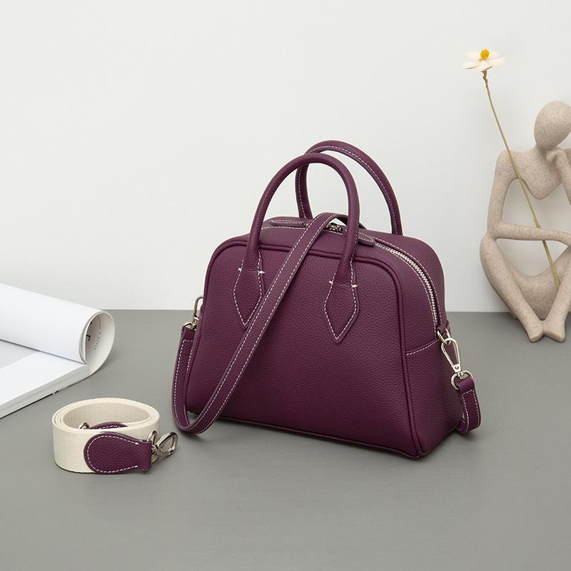 Geantă de pernă Boston din piele de vacă de nișă pentru un singur umăr Geantă portabilă din piele pentru femei Tide