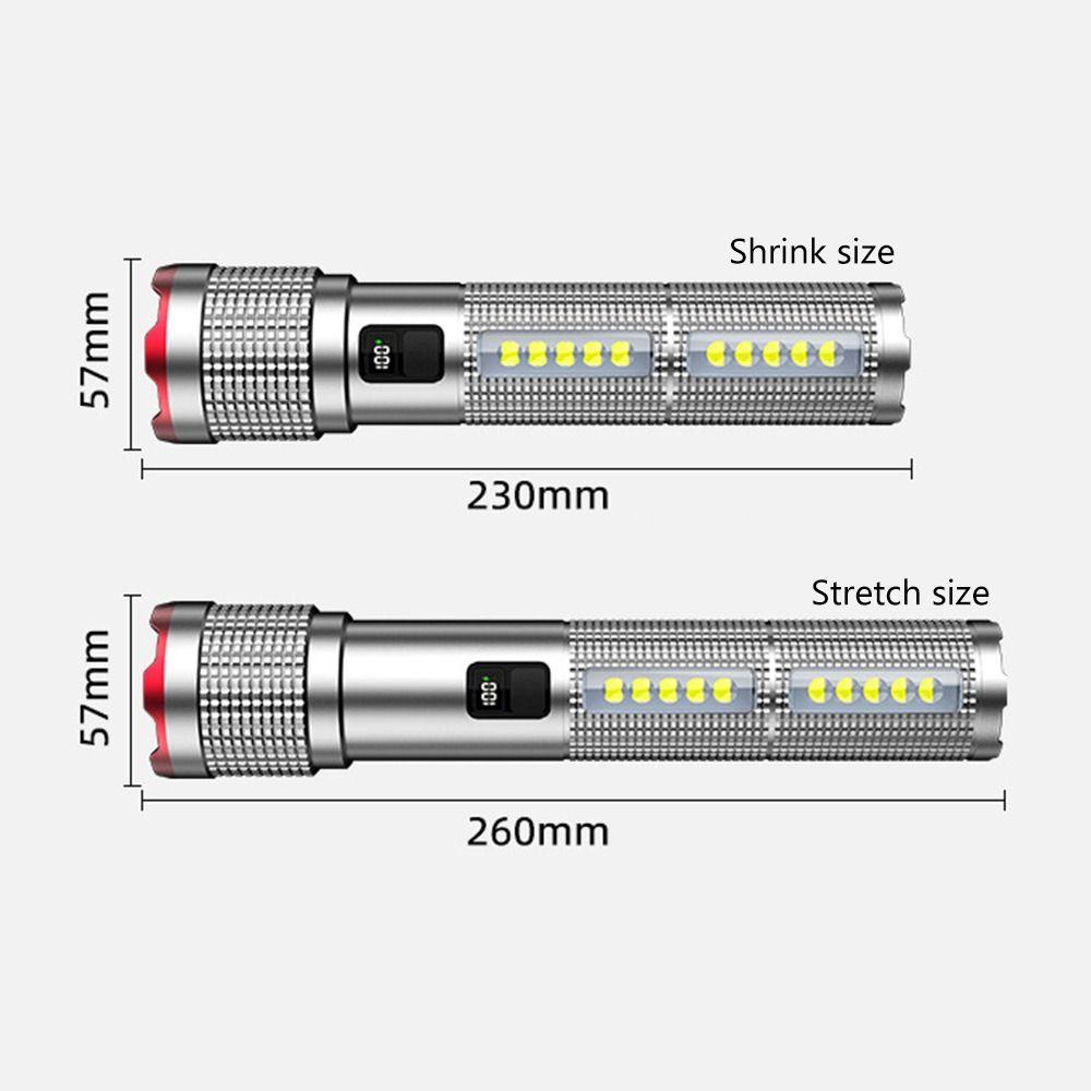 Handheld Type-C Rechargeable LED Flashlight Side Light Aluminum Alloy Work Camp Light Waterproof Handheld Torch Emergency