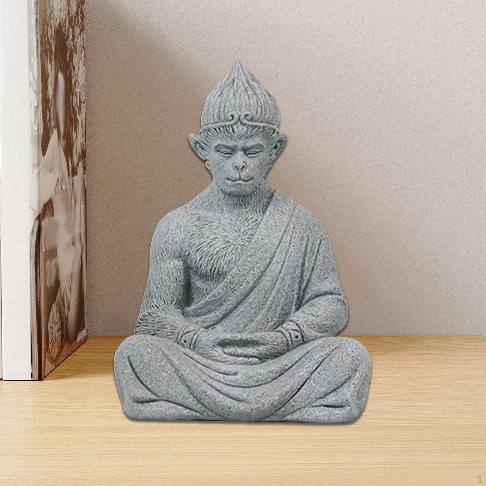 Статуя обезьяны Будды Миниатюрная фигурка Фигурка новоселья Скульптура Сунь Укуна для газона 10.6x5.5x7.3cm