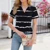 Womens Shirts Summer Business Casual Work Tops Short Sleeve Button Down Collared V Neck Blouse T-Shirt