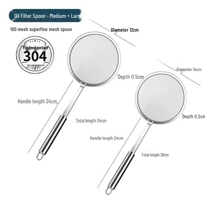 Kuchyňská naběračka/cedník z nerezové oceli 304 - Malá na horký hrnec, Velká na smažení