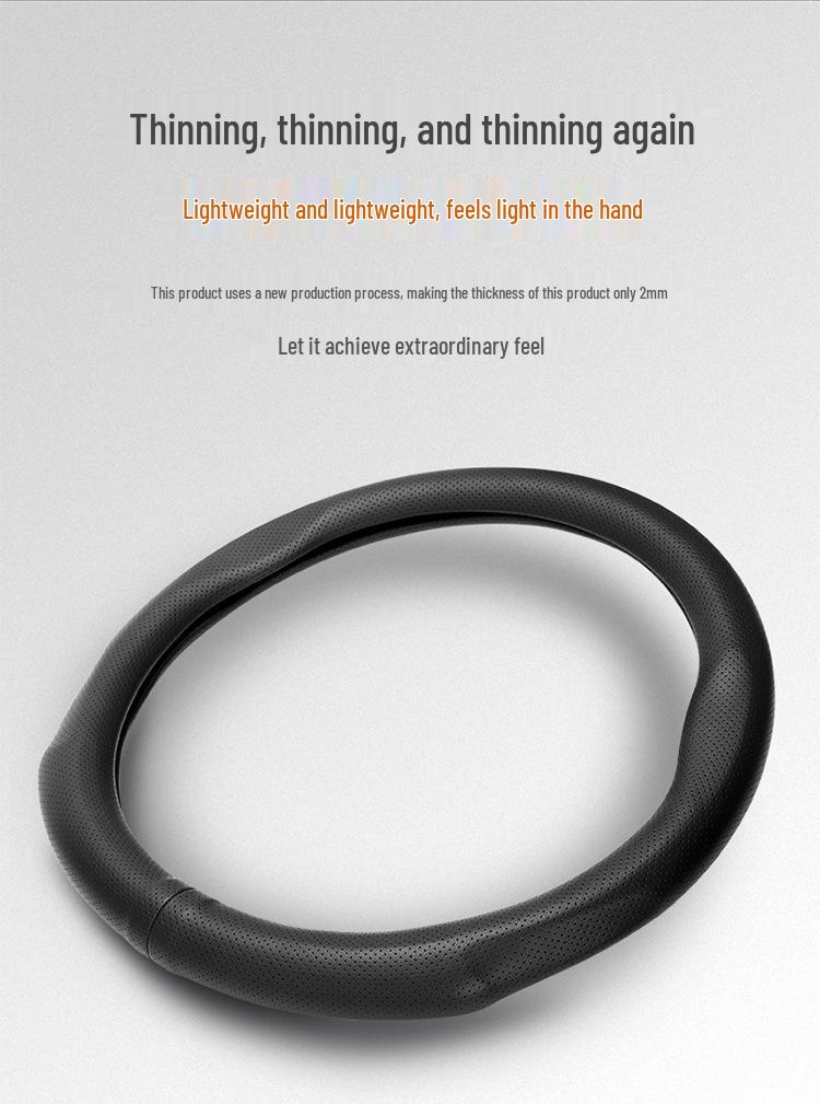 Mazda Steering Wheel Cover: Genuine Leather, Non-Slip, Sweat-Absorbent, Breathable, Universal for All Seasons, Ultra-Thin Design.