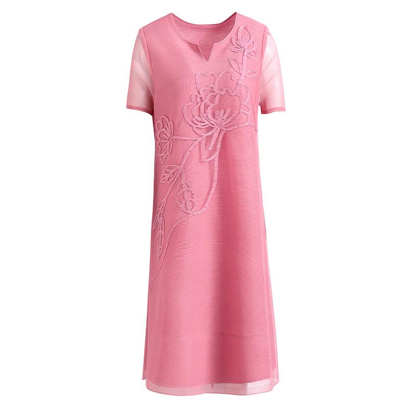Plus Size Temperament Short Sleeve Dresses Women Summer  Loose Pleated A-Line Dress for Women