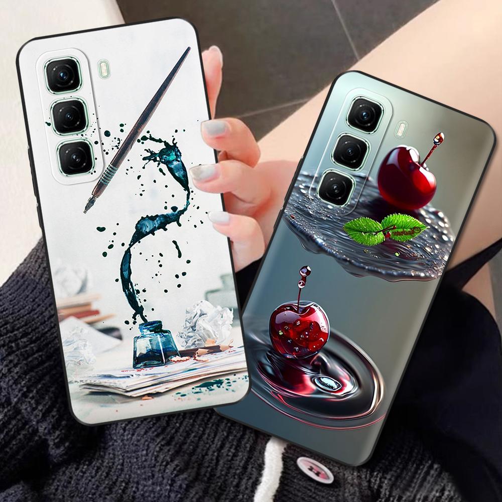 For Infinix Hot 50 5G Phone Case Heart Flower Soft Liquid Silicon Cover For Infinix Hot 50 Pro Plus Cases hot50 Protection Shell