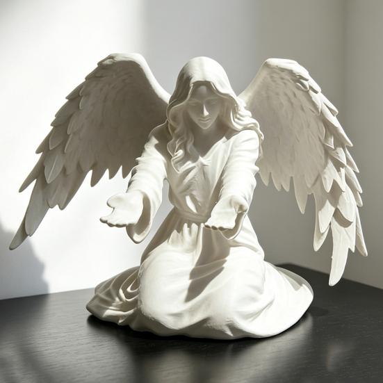 Engels-Stiftehalter für Schreibtisch 3D-gedruckte Engelsstatue Stifte-Display-Ständer Dekorativer Organizer für Zuhause Büro Schlafzimmer Wohnzimmer Schreibtischdekoration