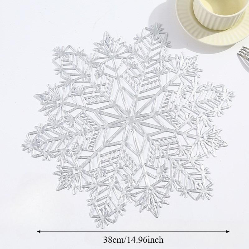 1pc Snowflake Placemats, Round Tablemats for Dining, Hand Wash Only, Non-Textile, Decorative Table Settings for Kitchen, Wedding