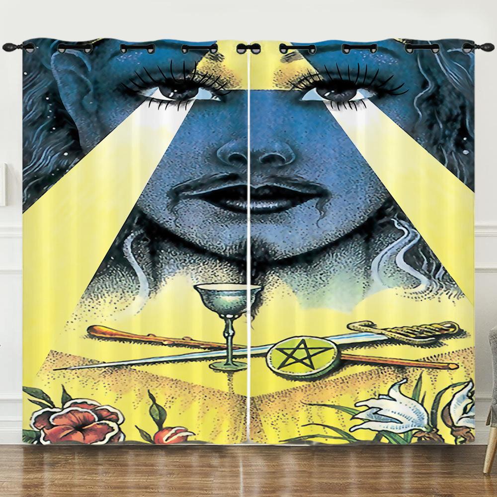 Curtains Sun And Moon Helios 3D Digital Printing Blackout Curtain Punching