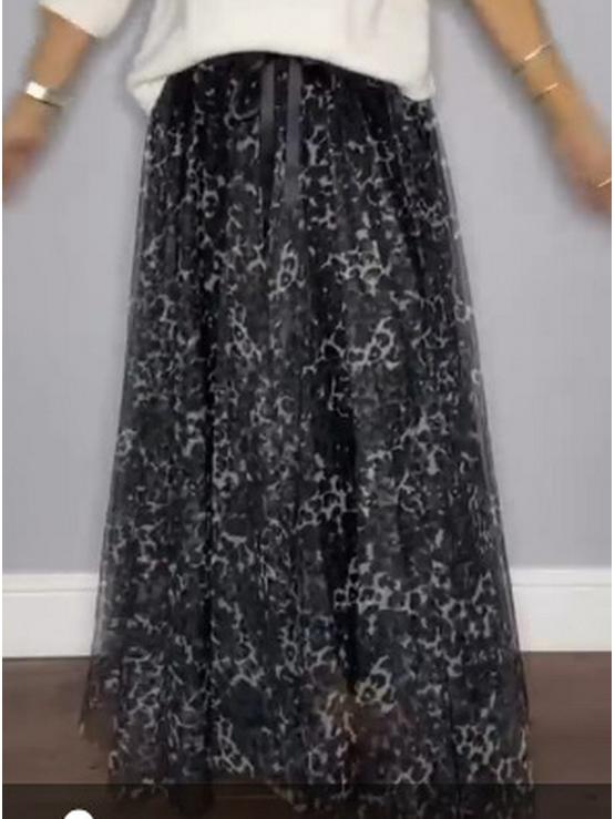 2025 European Style Women's Solid Sequin Mesh Skirt - Casual Fashion