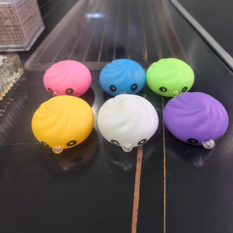 1Pcs Stress Relief Squishy Emotion Bun Fidget Toys Colorful Squeeze Bubble Bun Toy With Steamer For & Adults Anxiety Relief