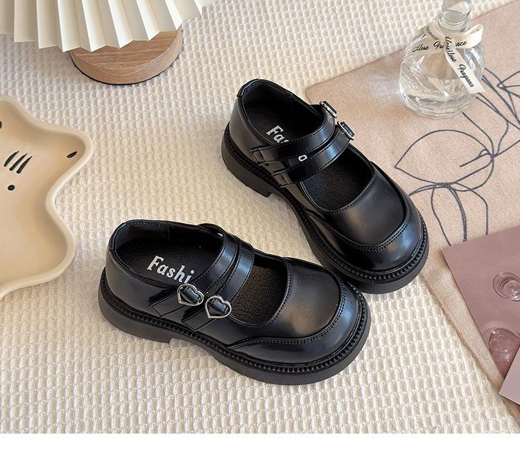 Children's Round-toed Thick-soled Leather Shoes for Summer Retro British Style Korean Cute Japanese Mary Jane Shoes