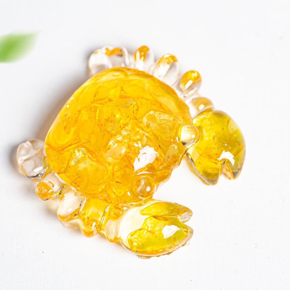 Resin Crab Figurine With Natural Crystal Material For Gift And Home Decor