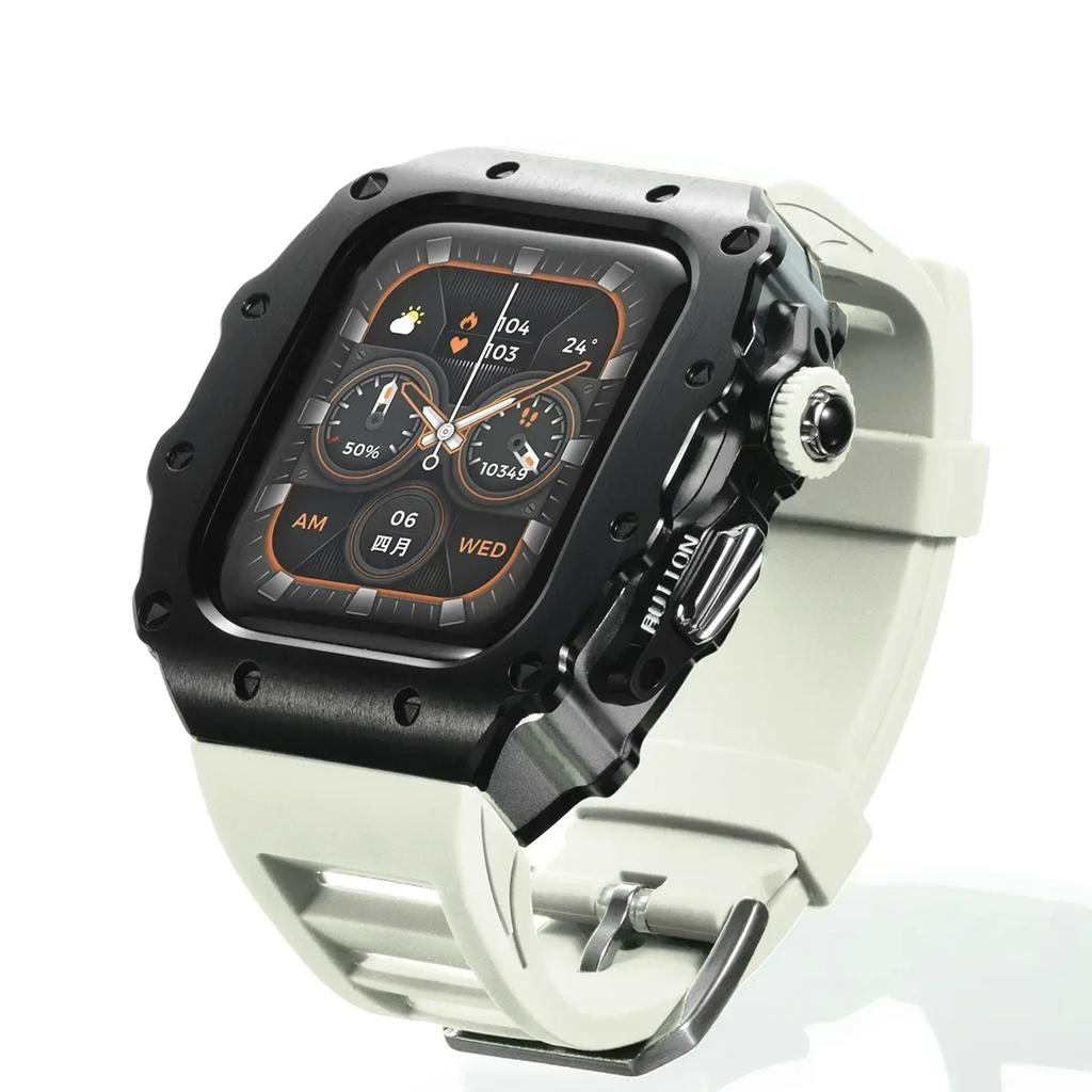 Luxus Metallgehäuse Mod Kit Für Apple Watch S11 10 46MM Edelstahlgehäuse +Silikonband für IWatch Serie 9 8 7 6 5 44mm 45mm