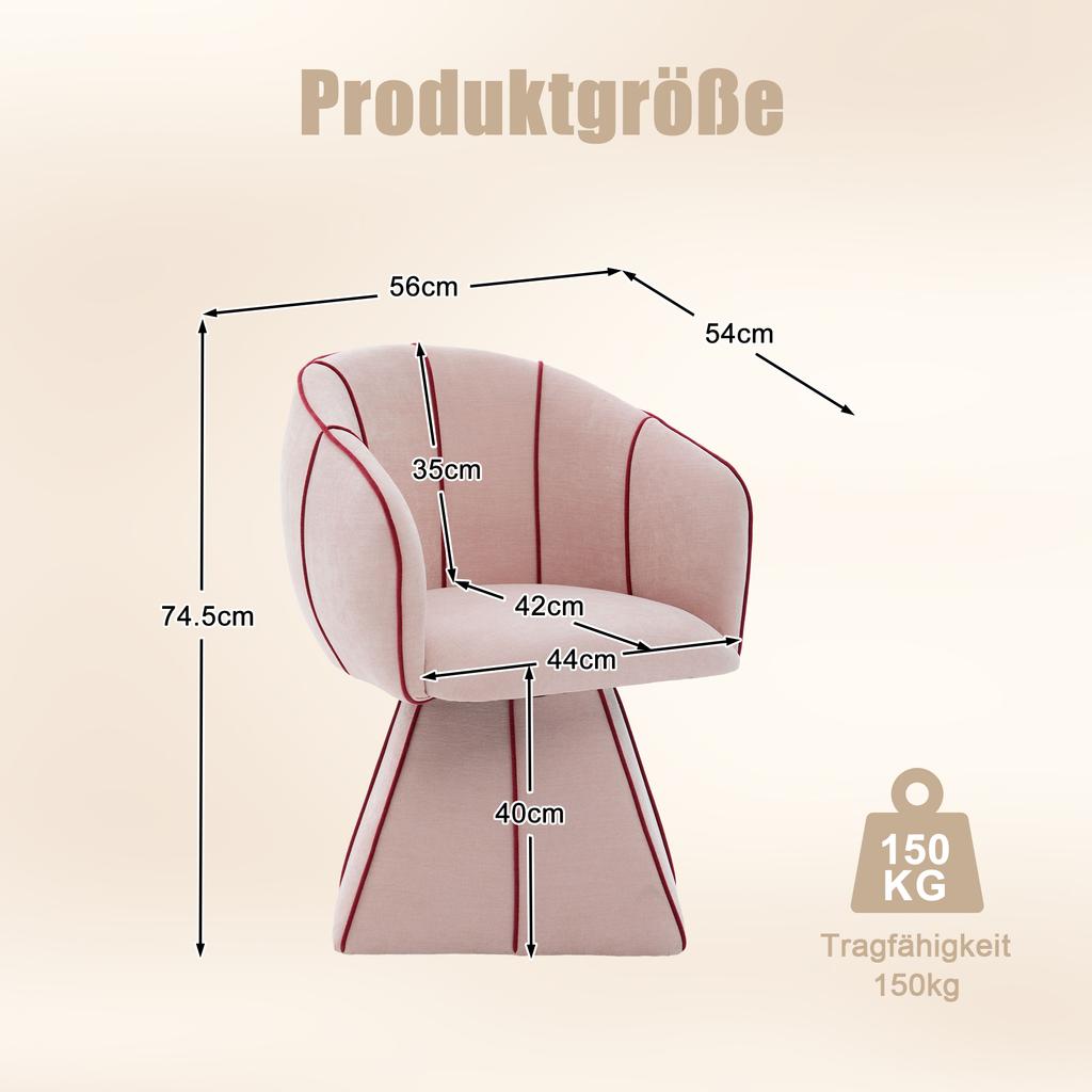 Swivel Chair, Suitable for Adults and Teenagers. Ergonomic Design with High Backrest, Ideal for Bedroom and Living Room (Pink Chenille)