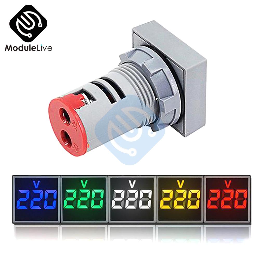 22MM Digital Display Mini Voltmeter DC 12V 220V AC Round Square Ampere Current Volt Voltage Meter LED Signal Light indicator