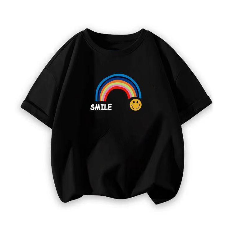 Boys short-sleeved t-shirt summer new girls short-sleeved cotton new middle and large children bottoming shirt baby top t