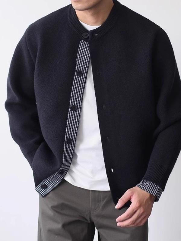 Men's Trendy Patchwork Button Cardigan – Versatile, Comfortable Long Sleeve Knitwear