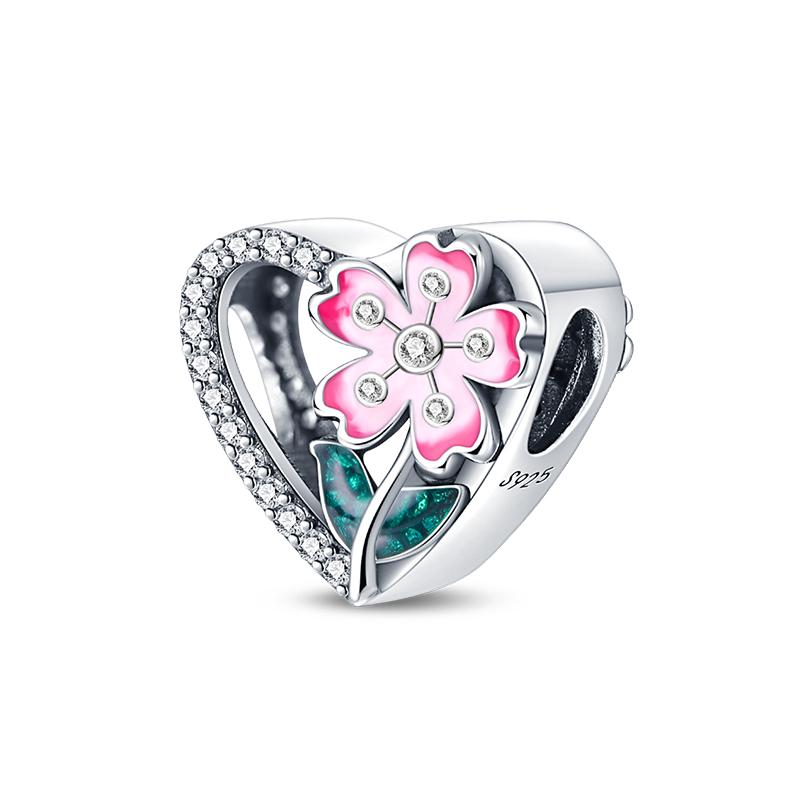 Copper Craft Plum Blossoms Azaleas Sunflowers Cherry Blossoms Sparkling Zircon Beads Charms Birthday Diy Exquisite Jewelry