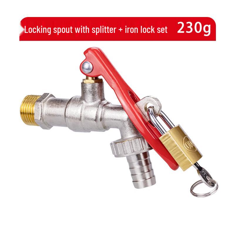 FURONGHUA Brass Outdoor Faucet with Lock and Splitter